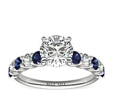 Luna Sapphire and Diamond Engagement Ring in Platinum (1/3 ct. tw.)